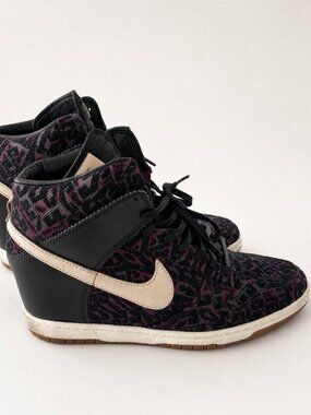 Nike Dunk Sky Hi Premium Purple Geometric Wedge Sneakers 10